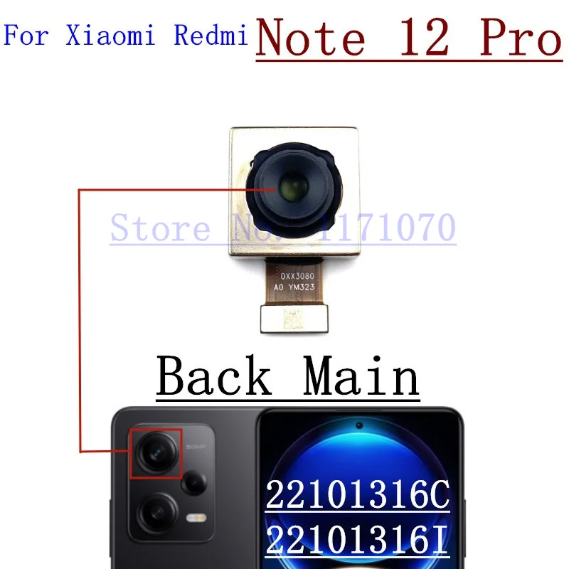 Rear Camera For Xiaomi Redmi Note 12 Pro Main Ultrawide Depth Macro Back Camera Module Flex Cable Spare Parts