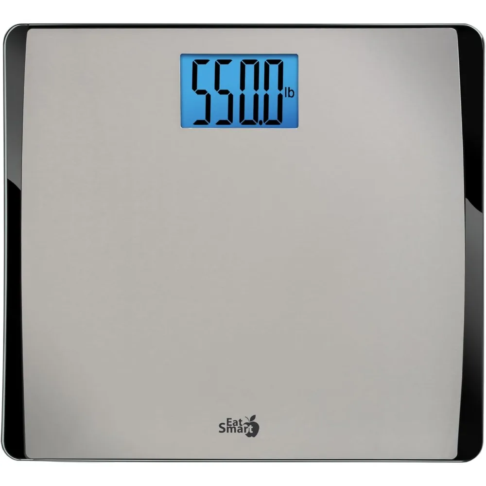 

Цифровые весы для ванной комнаты высокой емкости с широкой платформой и корпусом из нержавеющей стали