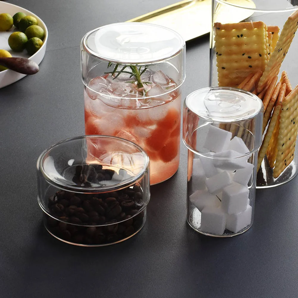 

4Pcs Glass Food Storage Container Set Clear Bpa Free Jars for Tea Coffee Sugar Salt Beans Dry Food Organization