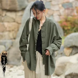 Spring/Summer Cotton and Hemp Women's Wear New Ramie Made Old Sand Wash Zen Tea Suit Travel Shooting Cardigan Women's Coat tops