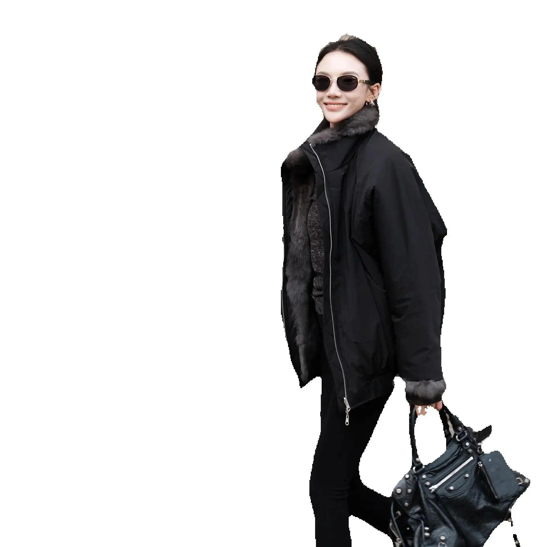 Casual short double-sided rabbit girl retro fur versatile and warm style glacier coat