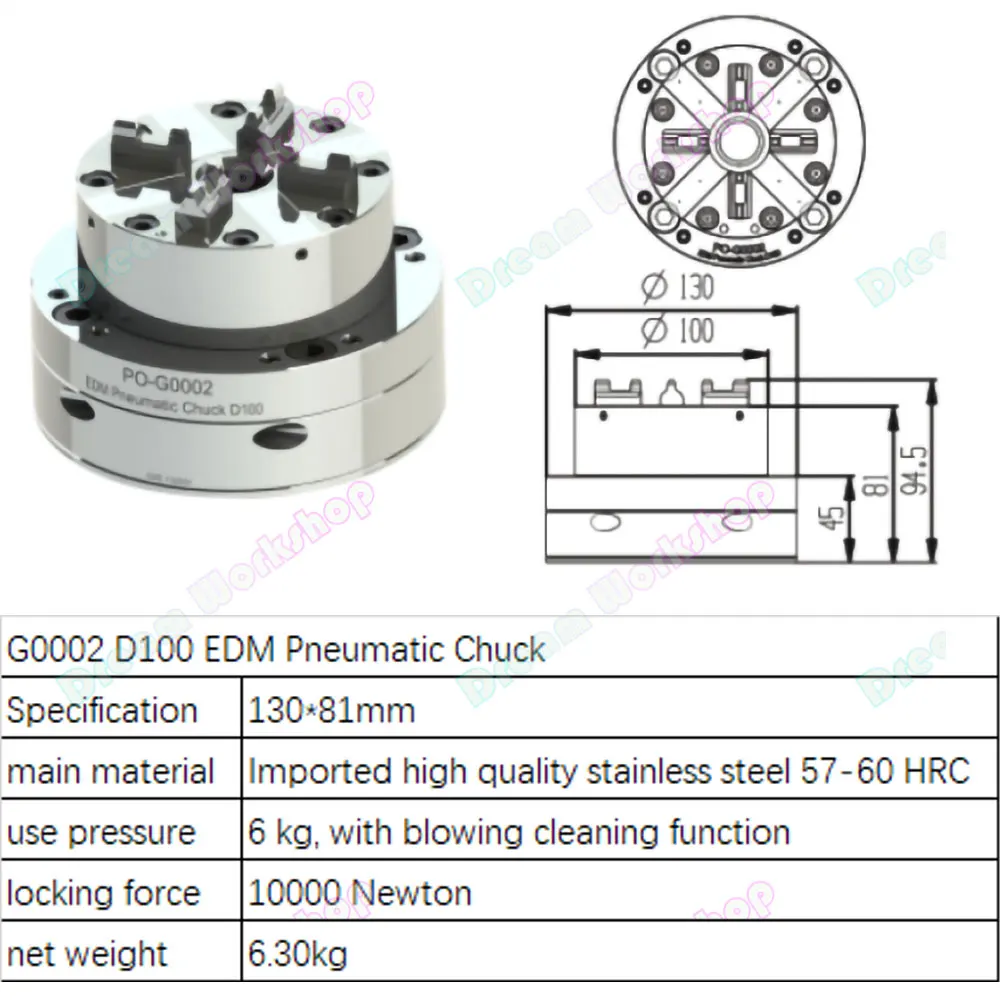 D100 EDM Machine Reference Chuck EDM Quick Positioning fixture ER interface D80 square pneumatic chuck 3head small manual chuck