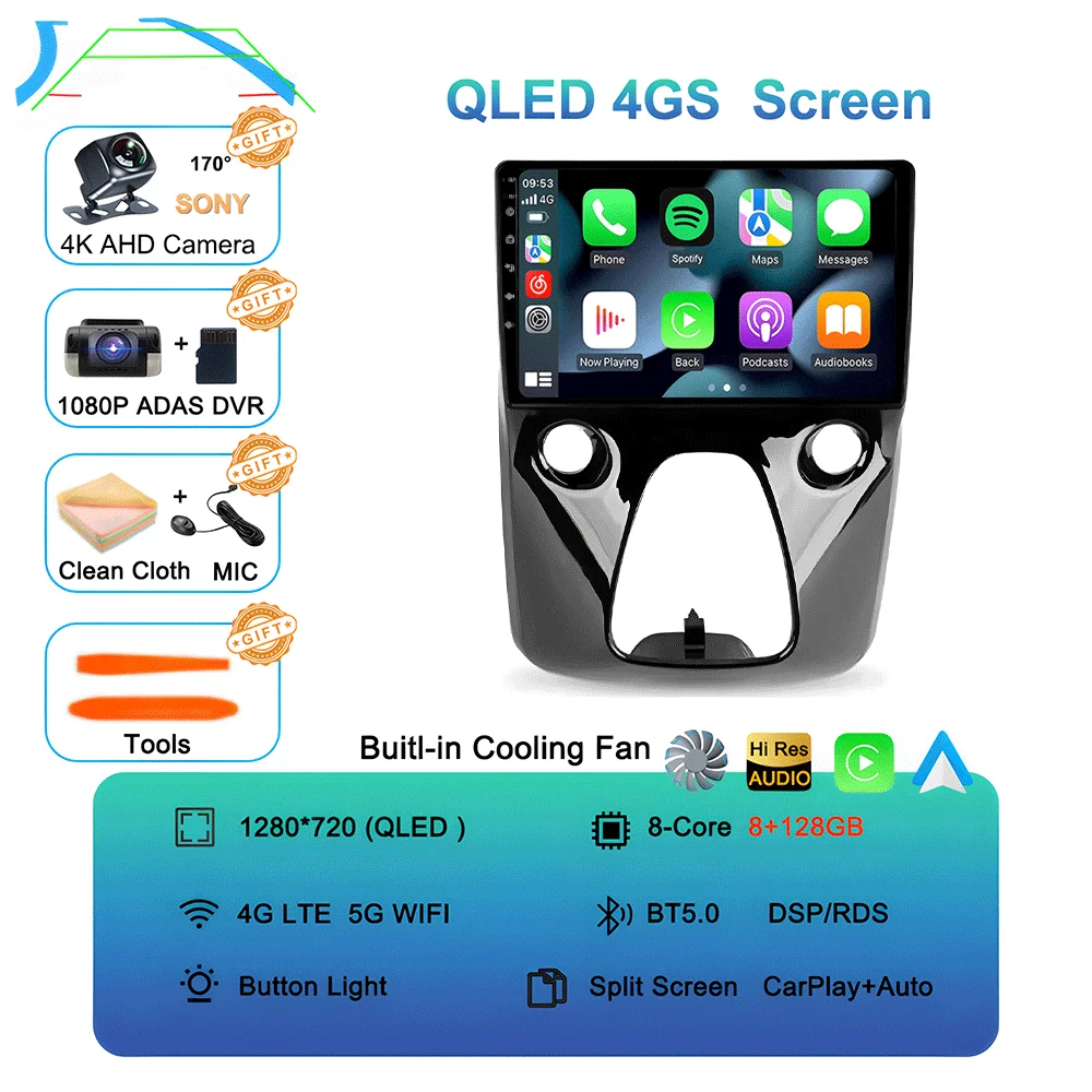For Toyota Aygo / Peugeot 108 / Citroen C1 2014+ Android 16 CarPlay Car Radio Multimedia Video Player GPS Navigation 2 Din image 3