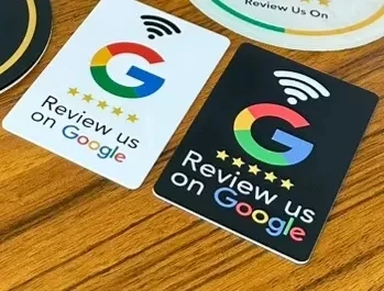 Custom NFC PVC Stand Social Media Review Bank Restaurant Store NFC Tap Card Display Stand