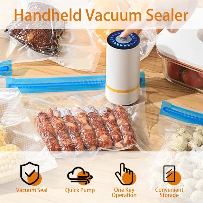 Máy hút chân không mini có thể sạc lại Túi đựng thực phẩm có dây kéo Máy hút chân không cầm tay