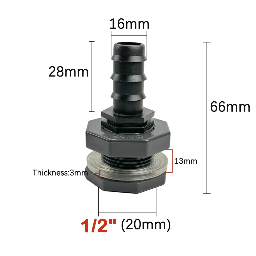 1/2 \'\'3/4\'\' złączka z przegrodą podwójne gwintowane złącze zbiornika wody do beczka na deszczówkę, akwarium, basenu, węża ogrodowego, wiadra