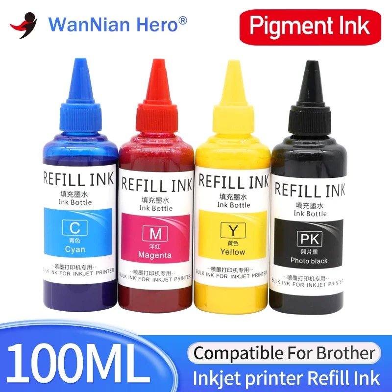 4Color 100ML Refill Pigemnt Dye Ink Kits LC406 LC416 LC426 LC436 LC456 for Brother MFC-J4335DW J4340DW J4345DW J4440DW J4535DW