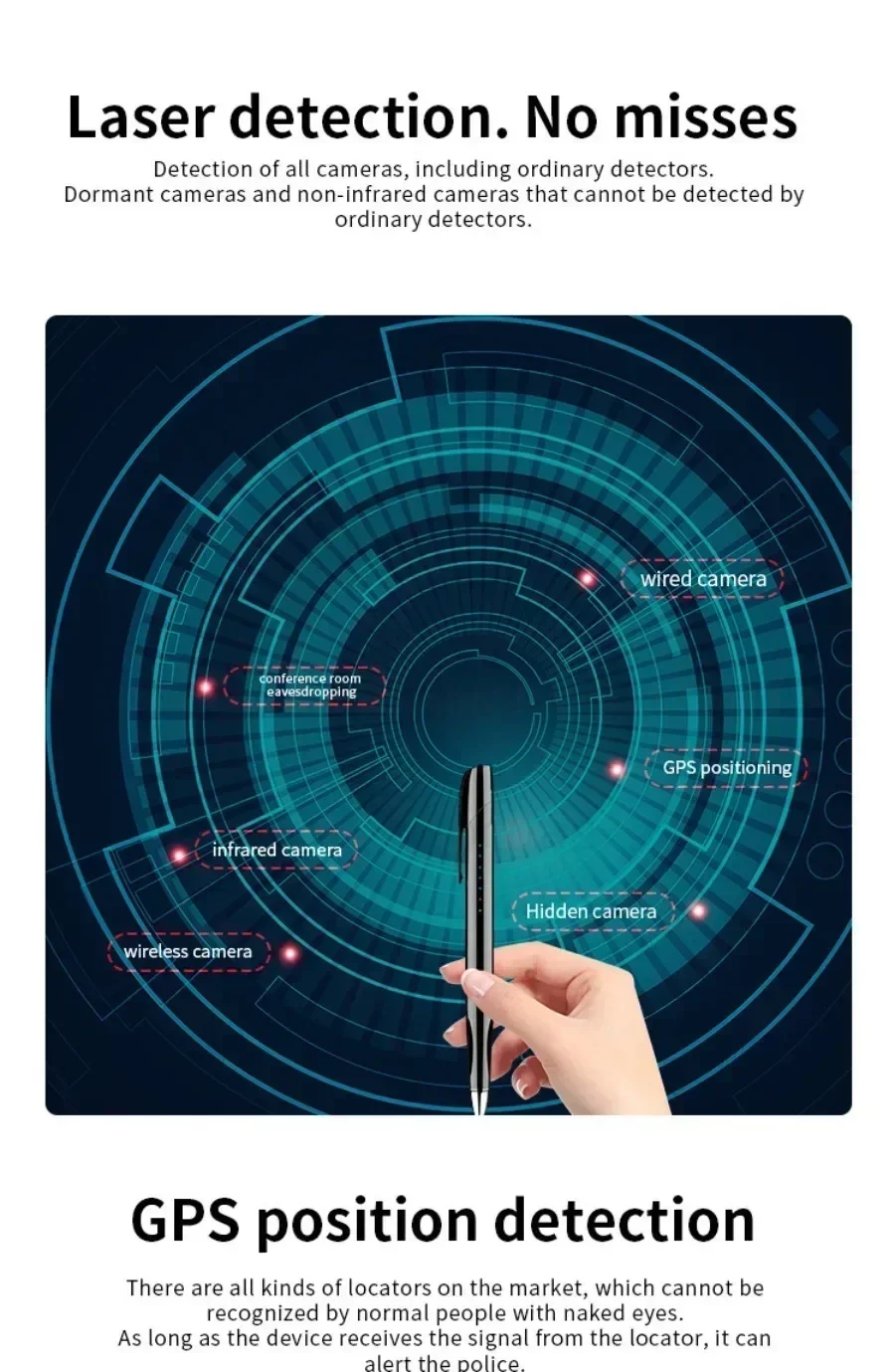 휴대용 숨겨진 카메라 감지기, 보안 보호 레이저 감지, GPS 위치 추적 방지, 엿보기 방지 스파이 가제트