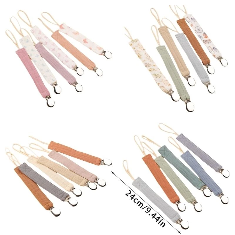 M76C 6Pcs Baby Schnuller Clip Baumwolle Beißring Schnuller Strap Baby Dummy Clip Baby Schnuller Halter Schnuller Kette Baby
