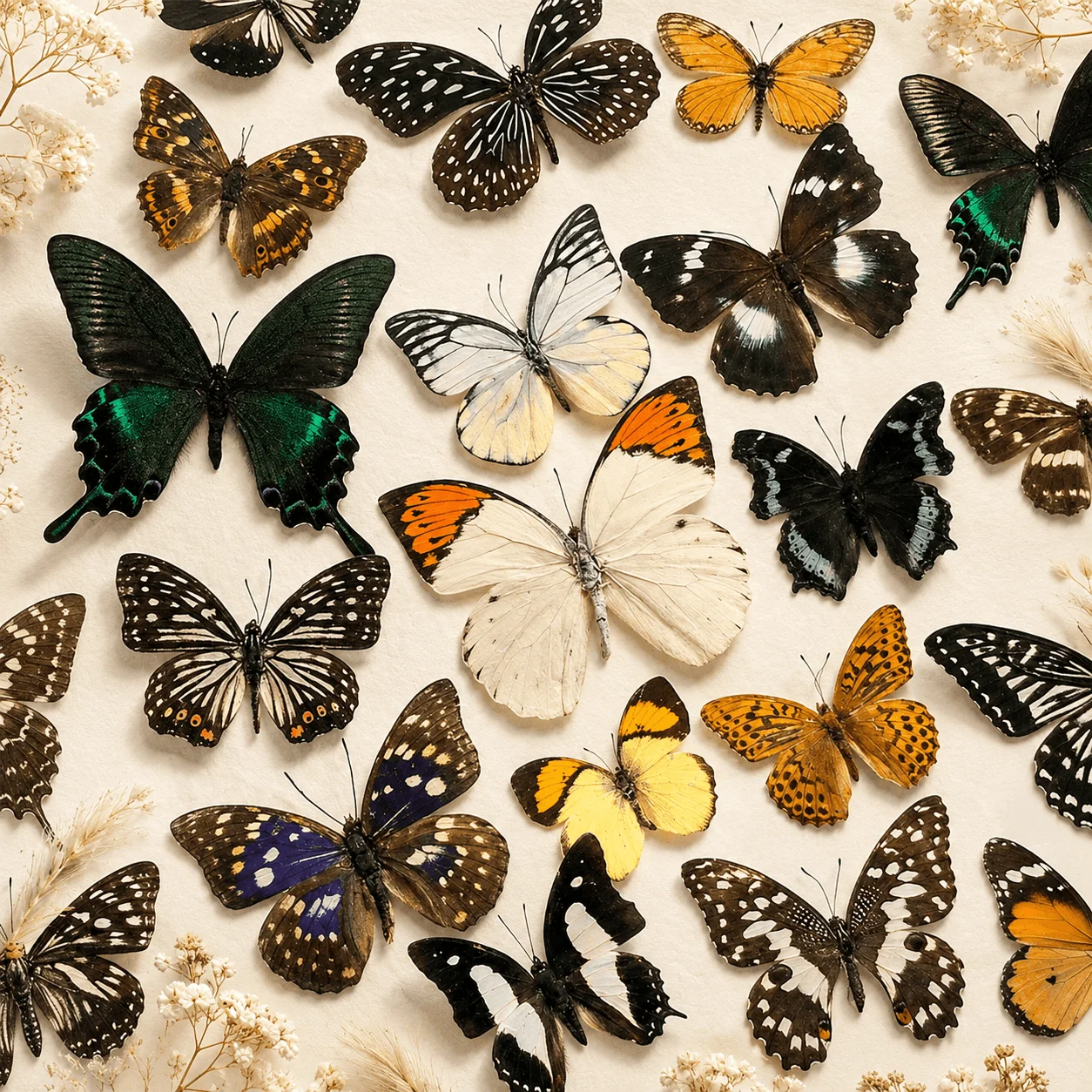 10 Pcs/Package, Real Butterfly, A1/A-, Insect Specimens, Transported in Clear Box with Pressed Cotton. Suitable for DIY Projects