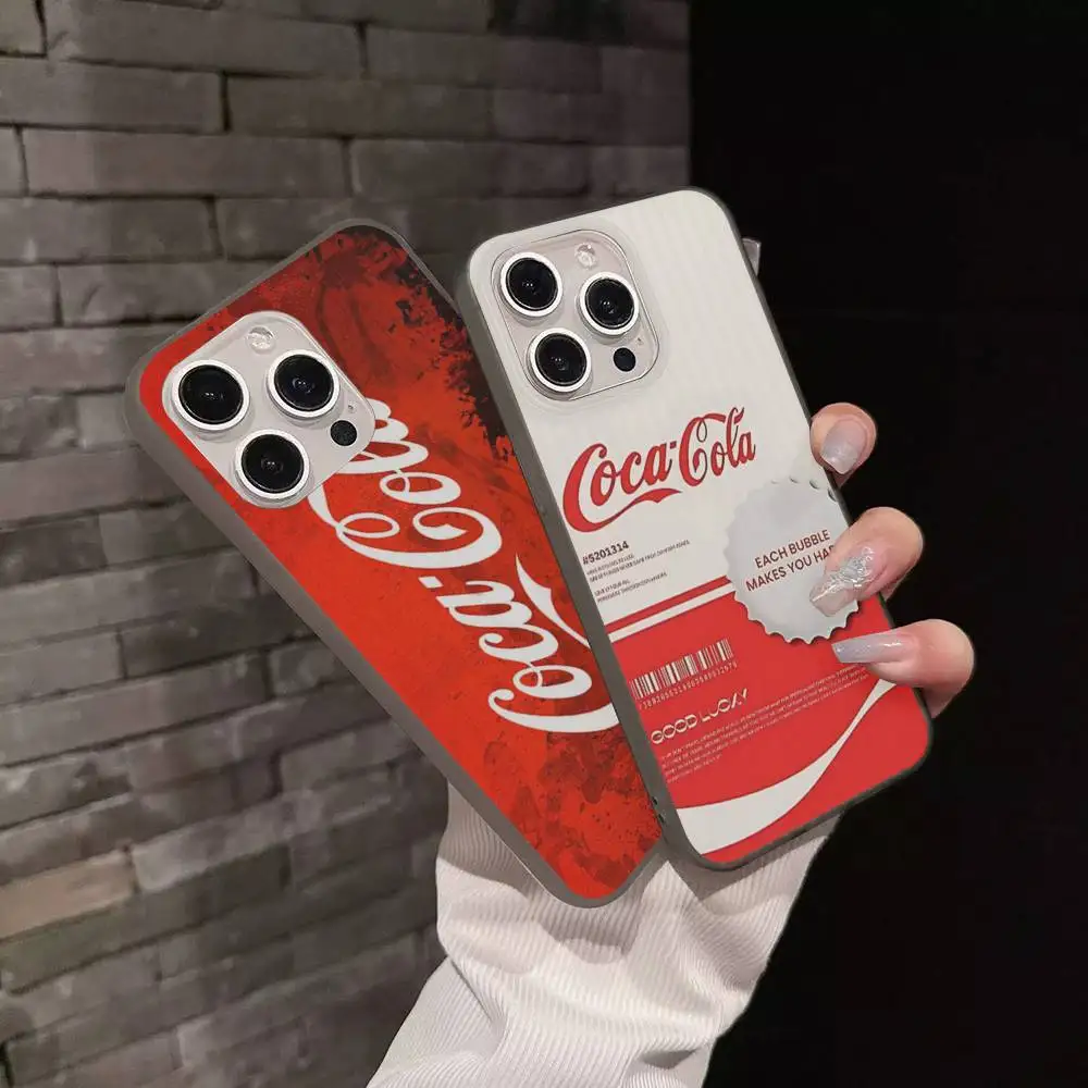 Brand C-Coca Logo C-Cola Phone Case For IPhone 17 16 15 14 13 12 11 Pro Max Plus Corrugated Bumper Back Cover Shell