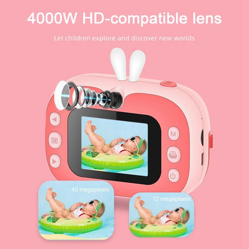 子供向けポインター付きカメラ-高解像度カラー写真撮影-子供向けデュアルレンズ自撮り-キッズ漫画カメラ-ブルー-tces