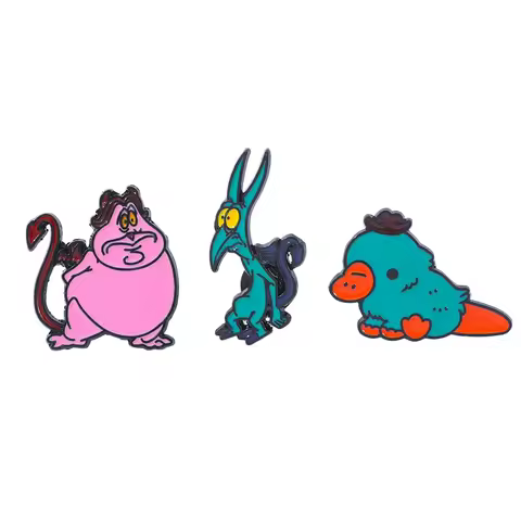 3 Pcs Anime Cartoon Brooch Funny Hercules Platypus Enamel Pin Metal Badge Jewelry Clothing Backpack Accessories Gift