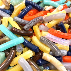 New 15pcs 31x7.5mm Acrylic Beads Tube Beads Loose Spacer Plastic Curved Noodle Slide Beads for Bracelet Jewelry Making Craft