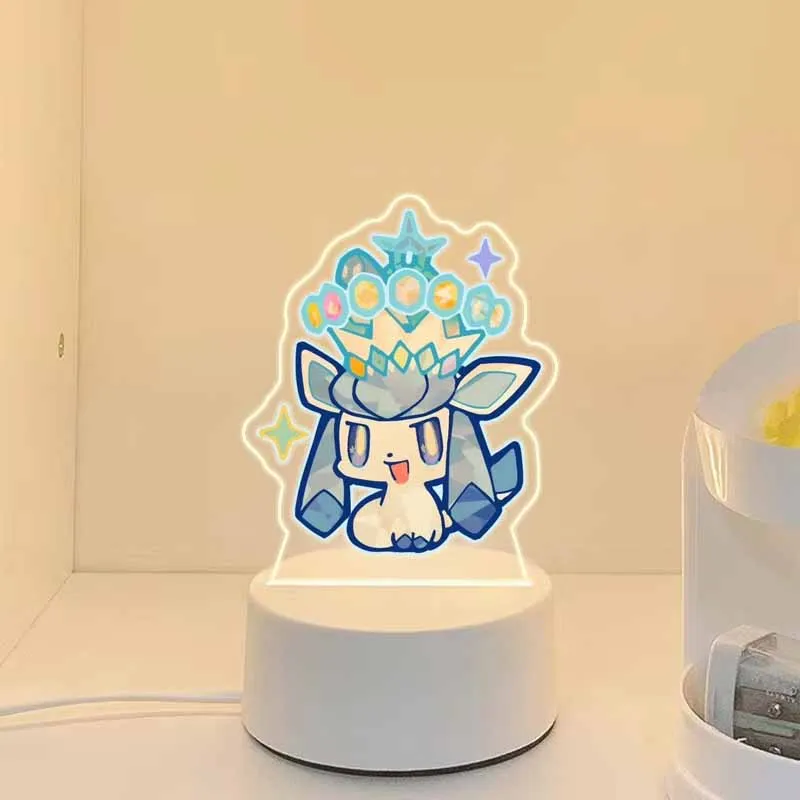 أنيمي البوكيمون فابوريون Eevee Vaporeon Espeon Jolteon Sylveon Glaceon Umbreon أحادية اللون ليلة ضوء سطح المكتب الديكور مصباح #2