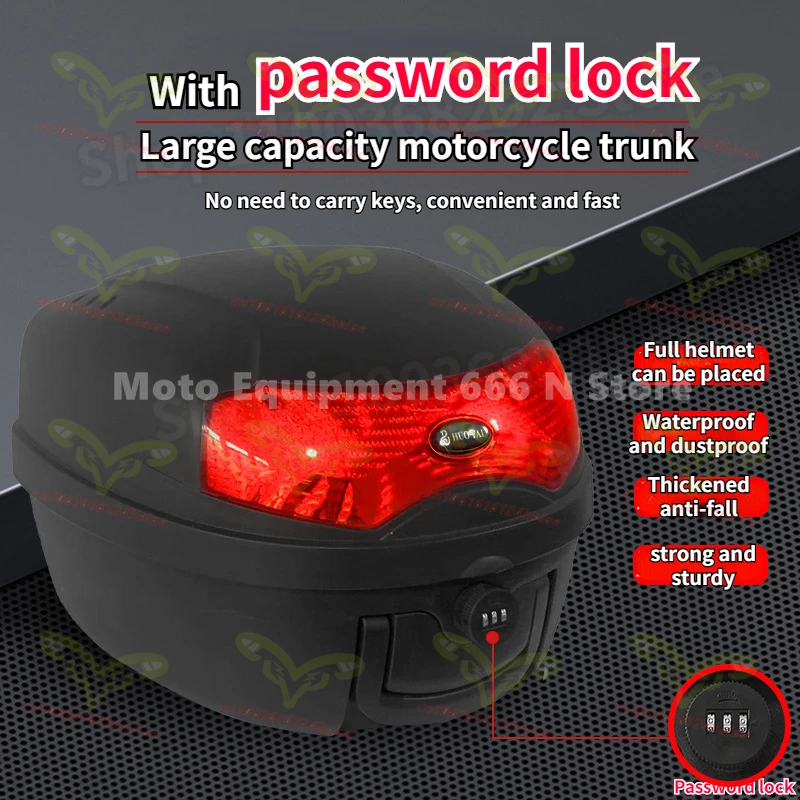 

Large Capacity Password Lock Motorcycle Trunk Waterproof Portable and Quick Detachable Electric Vehicle Tail Box