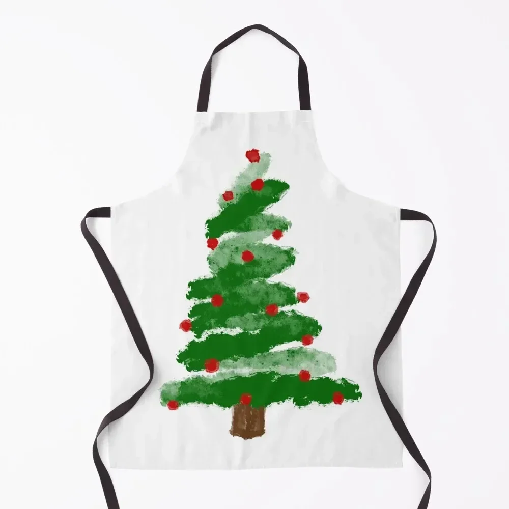 

Watercolor Christmas Tree Apron Hairdressing Men kitchen Women's Kitchen Useful Things For Kitchen Apron