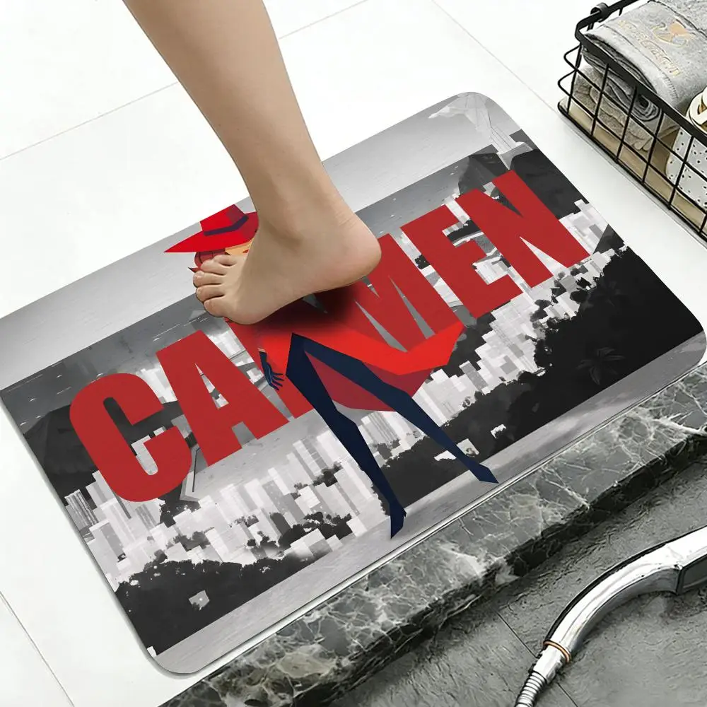 Floor Mat Diatomite Bath Mat, Quick Dry, Absorbent, Multi-Scene Mat Anime C-Carmen S-Sandiego