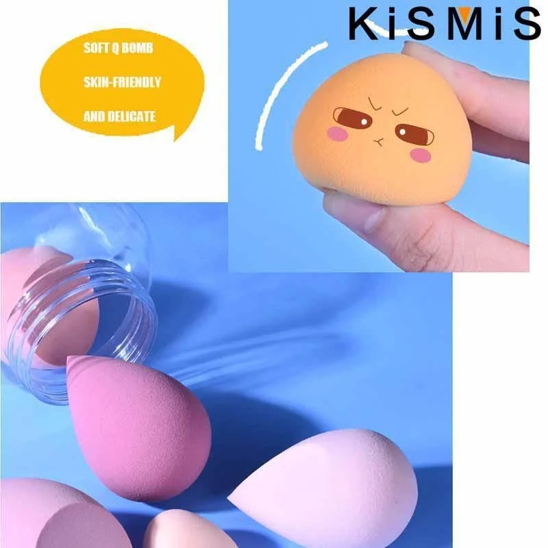 KISMIS 7Pcs/Set Beauty Egg Set Drift Bottle Makeup Puff Dry Wet Use for Foundation Liquid Cream MakeUp Sponges Tools