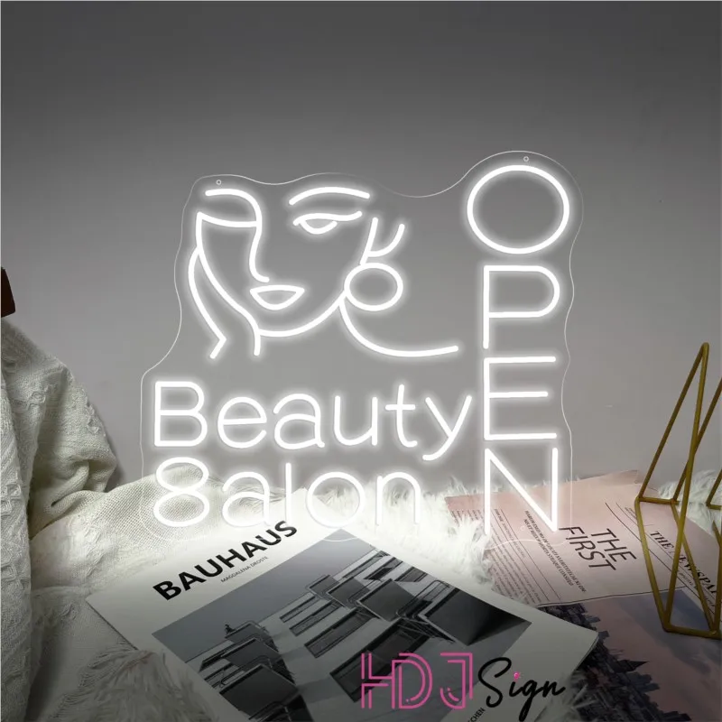 Imagem -04 - Custom Open Neon Sign For Beauty Salon Shop Home Decor Girl Room Decoração de Parede Neon l Ight Sinais Led Luminosos Presente de Natal