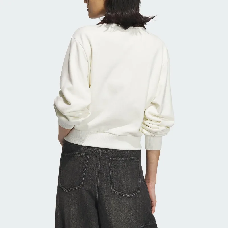 Adidas Clover Ladies Casual Vintage Short Sports Loose Sweater KC2689