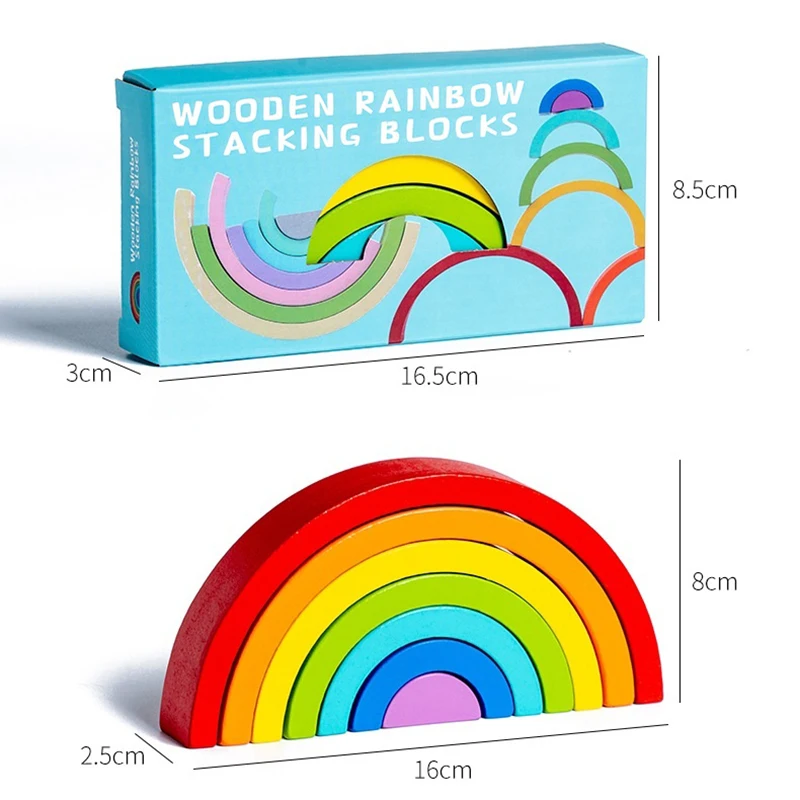 Hot Arch สะพาน Rainbow Building Blocks เด็ก Stacker ของเล่นเด็กสี Cognitive เด็ก Montessori ของเล่นไม้เพื่อการศึกษา