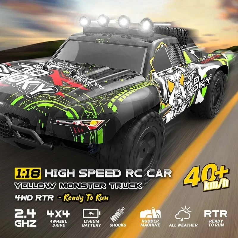 cool stuff rc truck gift-Hot 40+km/h high-speed 4WD rc drift car,remote control car toy,1:18 climbing off-road rc cars,kids toys