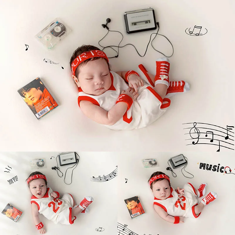 

Newborn Photography Clothing Sports Style Themed Boys Clothing Baby Tops + Pants Suits Photo Studio Shooting Photo Accessories