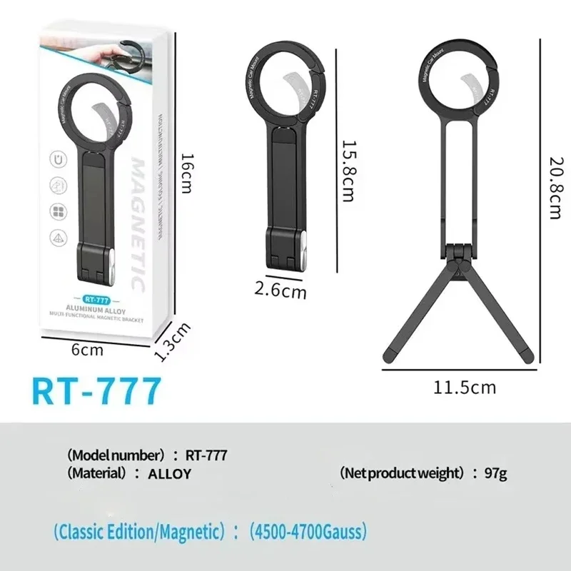 Tripod Ponsel Portabel yang Dapat Disesuaikan dengan Carabiner Magsafe untuk iPhone 12-17 Pro Max - Tripod Magnetik untuk Vlog Luar Ruangan dan Pegangan Tripod Perjalanan