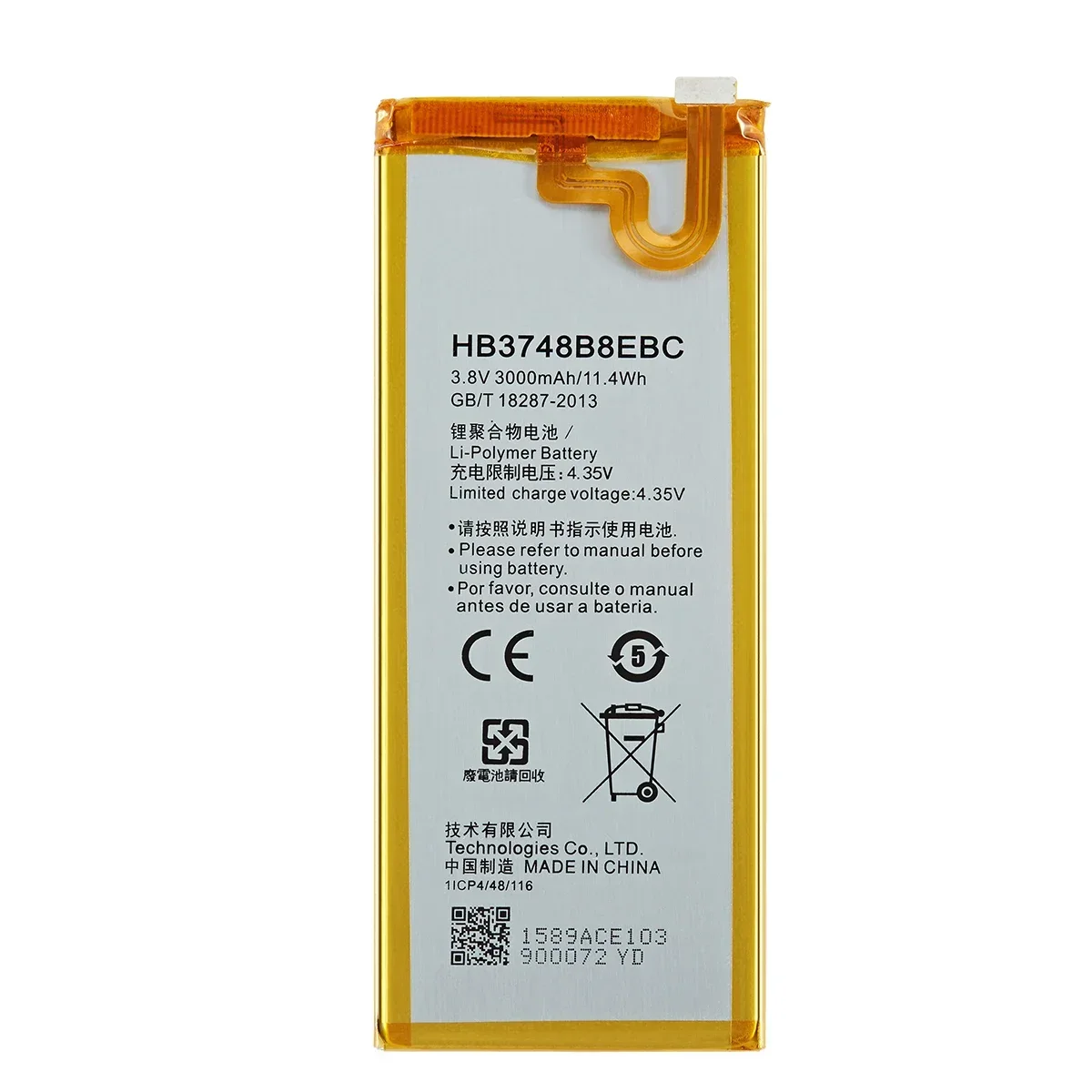 Bateria para Huawei Ascend, HB3748B8SI, 3000mAh, G7, G7-TL100, C199, C199-CL00, C199S, RIO-AL00,TL00, L01, L02, 100% Original