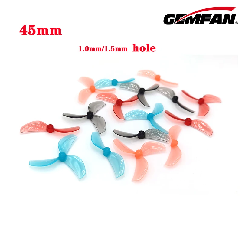 12 pasang Gemfan 45mm 2 pisau/3 pisau PC baling-baling t-mount 1mm 1.5mm untuk FPV Freestyle Tinywhoop drone bagian DIY