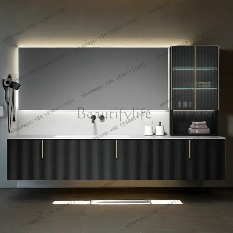 

New small light luxury Qimeishi integrated basin bathroom cabinet combination washbasin project customization