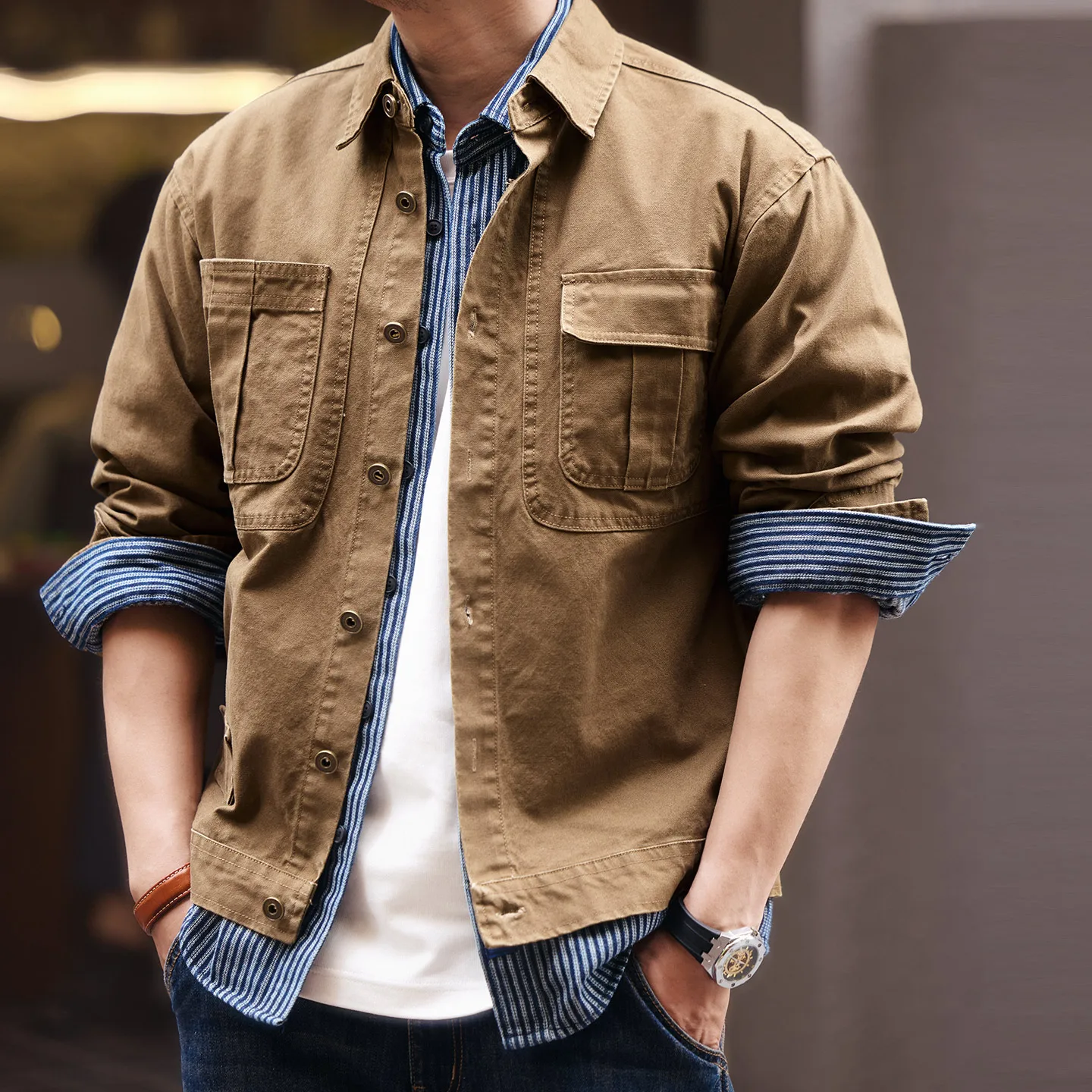 

The new autumn fashion retro trend workwear jacket for men's casual wear