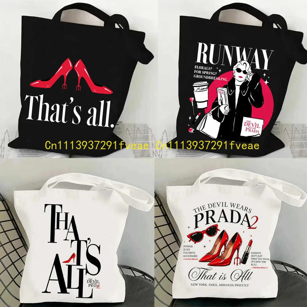 2026 Film: Der Teufel trägt Prada 2 Canvas-Tasche Einkaufstasche Casual Shopper-Tasche als Geschenk für Fans