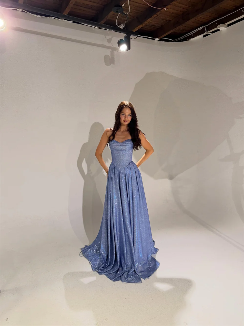 EDECPBM Tulle Strapless sky blue A-Line Sparkly Sweetheart Elegant Luxury Formal Evening Dress 2026 Prom Dress Customized view 4