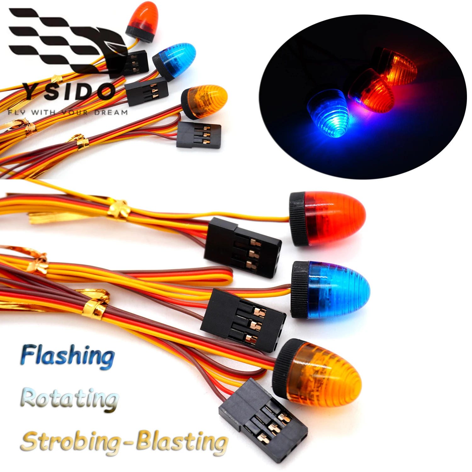 RC Car Parts Flash Lights Alarm Lamp Ultra Bright LED with Strobing-Blasting Flashing for 1:14 Tamiya Tractor Police RC Car