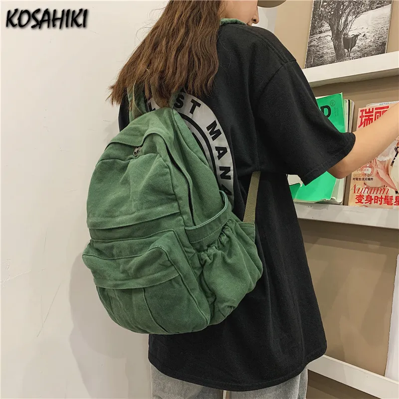 

College Students Y2k Aesthetic Women Trendy Backpack Fashion Vintage All Match Backpacks Grunge Casual High-capacity Schoolbags