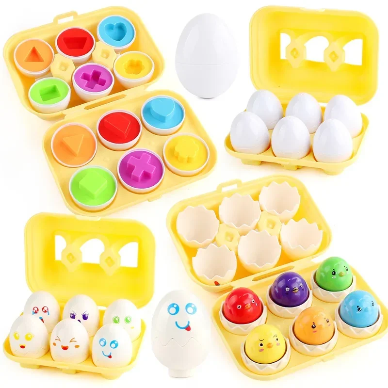 Baby Smart Eggs Montessori Learning Educational Toys Sensory Easter Eggs Chicken Colors Shapes Sorter For Kids 2 to 4 Years