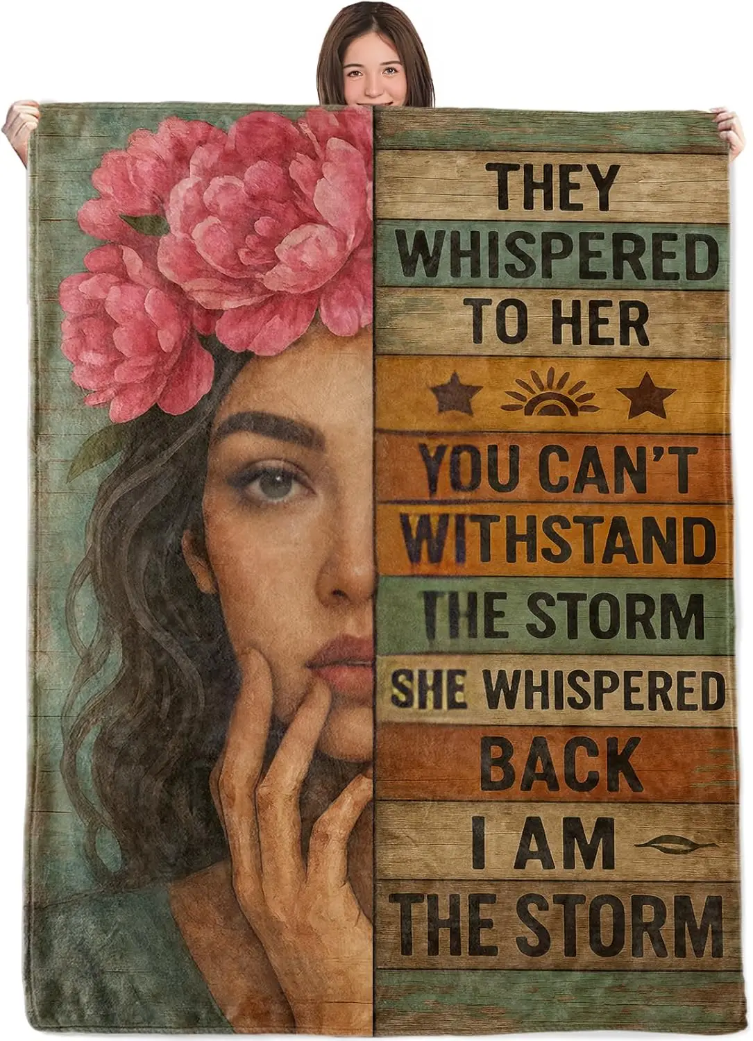 

Женское одеяло Wicked Empowering, уютное фланелевое покрывало с винтажной деревянной цветочной короной и портретным дизайном, мягкие одеяла для подарков