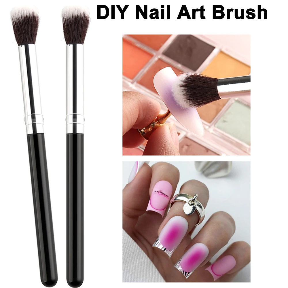 Nail Art Brush, Portable Multifunctional Cosmetic Nail Art Brush, Nail Art Gradient Blush Brush for DIY Salon Nail Painting Tool
