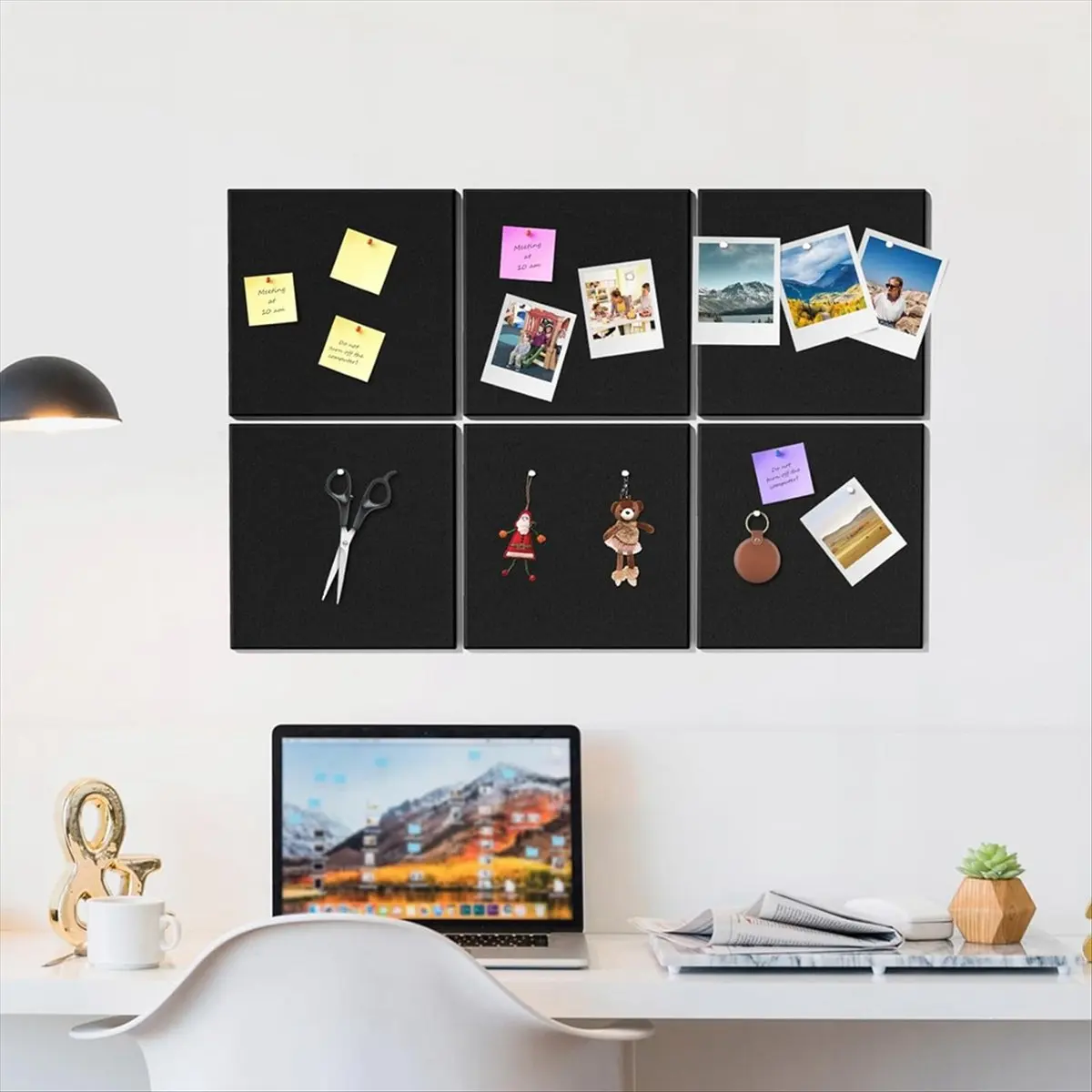 2026 B-est Cork Board Alternative, 6 Pack Felt Wall Tiles with 50 Pushpins, Black Cork Boards for Walls Cork Board