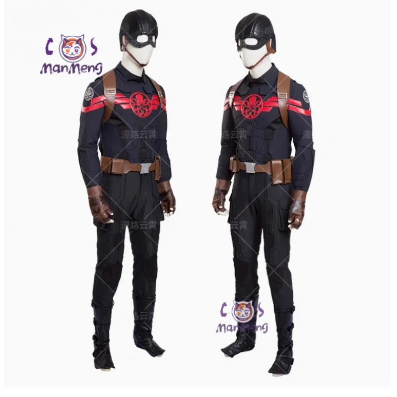 

Movie Superhero Steven Rogers Captain Cosplay Hydra Costume Mask shawl gloves pants waist bag shoe cover Halloween men uniform