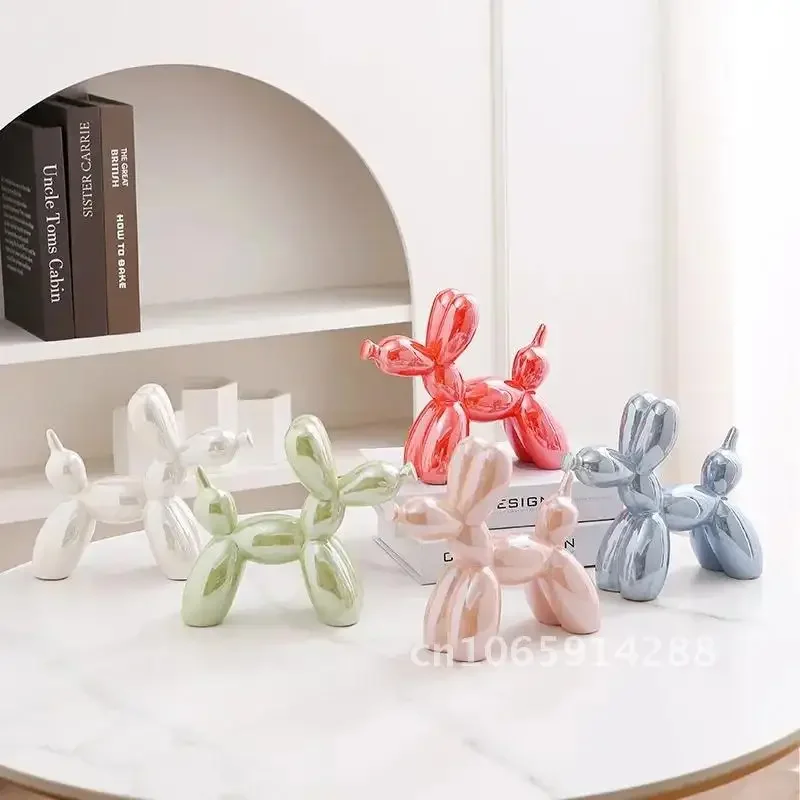 Vilead Ceramic Plating Balloon Dog Orange Figurines Animal Statue Handmade Room Living Gold Sculpture Desk Sliver Modern Decor