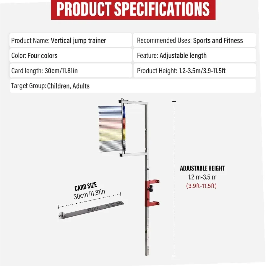 مدرب القفز العمودي بتصميم مثبت على الحائط ورافعة إعادة الضبط للتدريب على الارتفاع القابل للتعديل من 3.9 قدم إلى 11.5 قدم مثالي لـ Athl