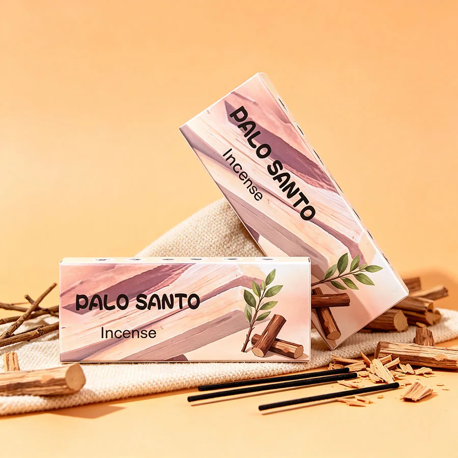 Boxed handcrafted black Peruvian cedar incense stick, 4.73 inches long, refreshing aroma, suitable for living rooms, tea rooms.