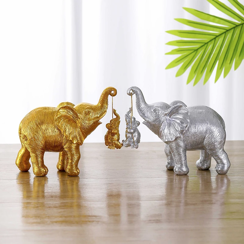 Mother's Day Gift Cartoon Cradle Elephant Resin Crafts Elephant Brings Good Luck Health Strength Elephant Gifts Home Decoration