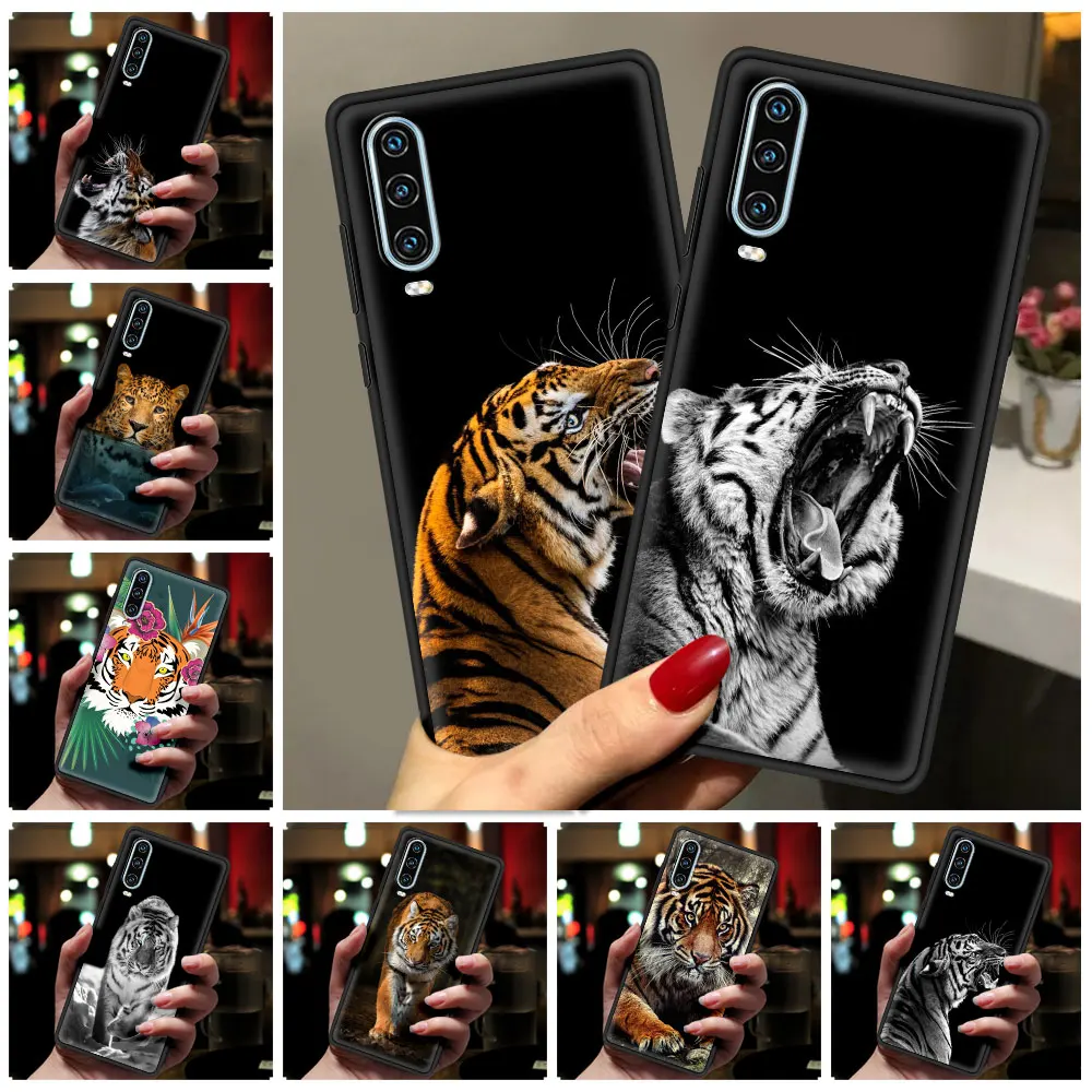 Tiger Animal Phone Case For Huawei P30 P40 Lite E P50 P20 Pro Y9 Y7 Y6 2019 P Smart 2021 Z Y6p Y7a Y9s Black Cover Silicone Soft