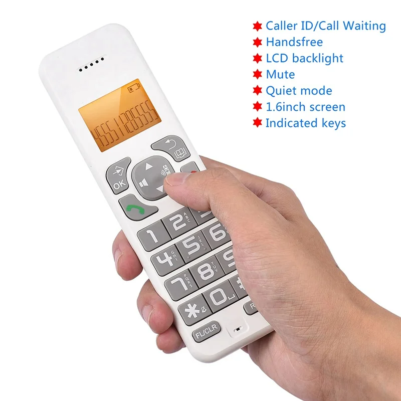 A41T D1102B Cordless Phone With Answering Machine Caller ID/Call Waiting 1.6 Inch Backlight LCD 3 Line Screen EU Plug