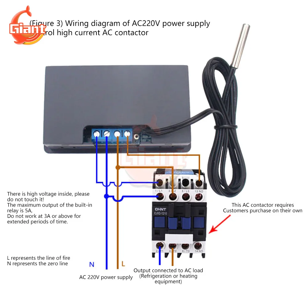 Controlador de temperatura Digital AC220V DC12/24V, sonda NTC, Detector de Sensor de temperatura, Monitor termorregulador de calefacción y refrigeración