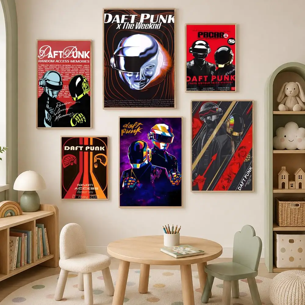 Band D-Daft.Punk Poster Self-Stick HD PVC Wall Art Poster, Waterproof Decor for Bedroom, Living Room and Home